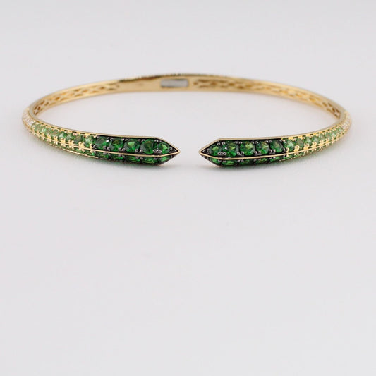 Tsavorite and Diamond Hinged Bangle Bracelet