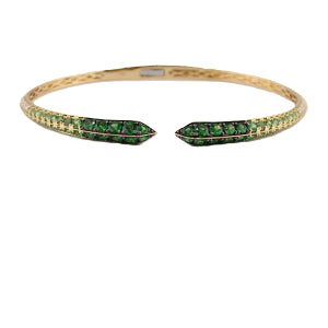 Tsavorite and Diamond Hinged Bangle Bracelet