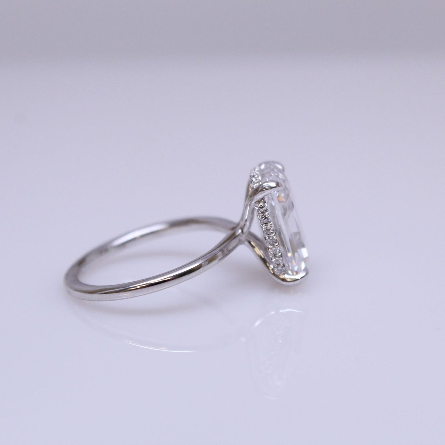 Melany Collection Cushion Cut Solitaire Hidden Halo Mounting