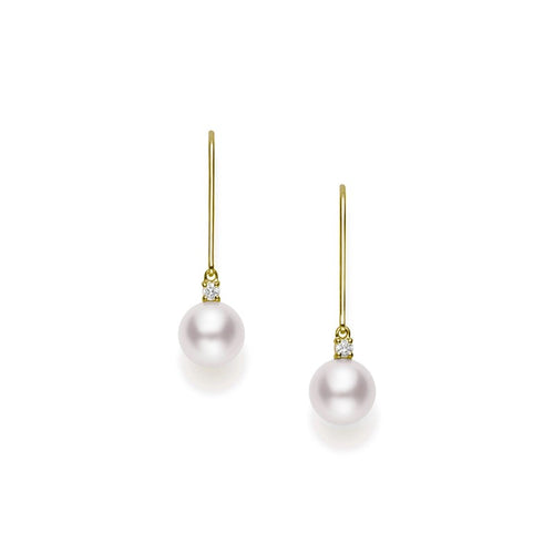 Akoya Cultured Pearl and Diamond Drop Earrings