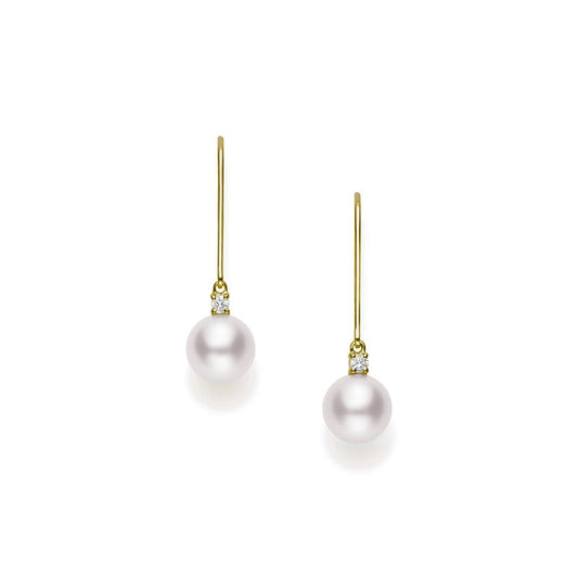 Akoya Cultured Pearl and Diamond Drop Earrings