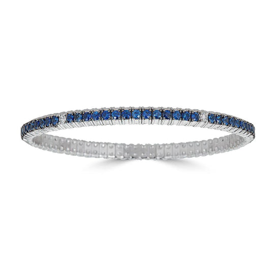 Blue Sapphire and Diamond Stretch Bracelet