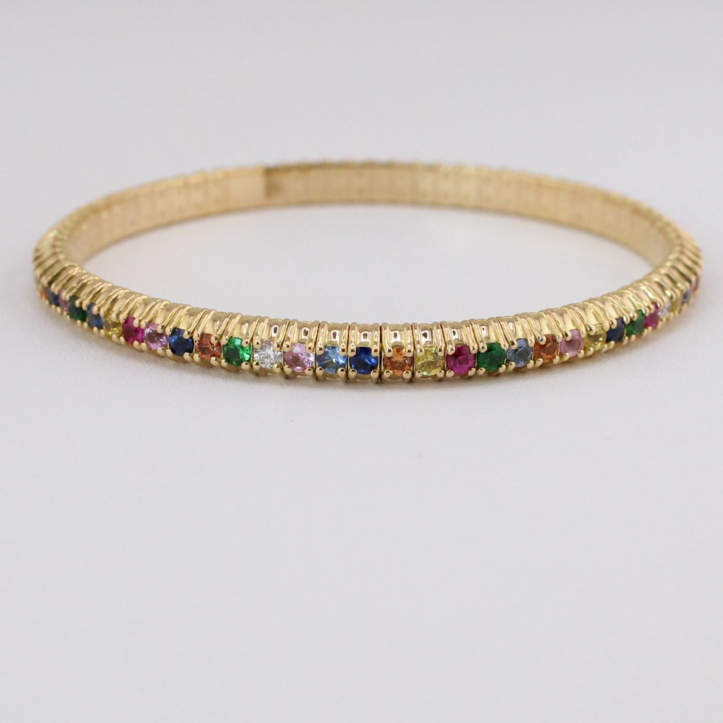 Mixed Sapphire, Gemstone and Diamond Stretch Bracelet