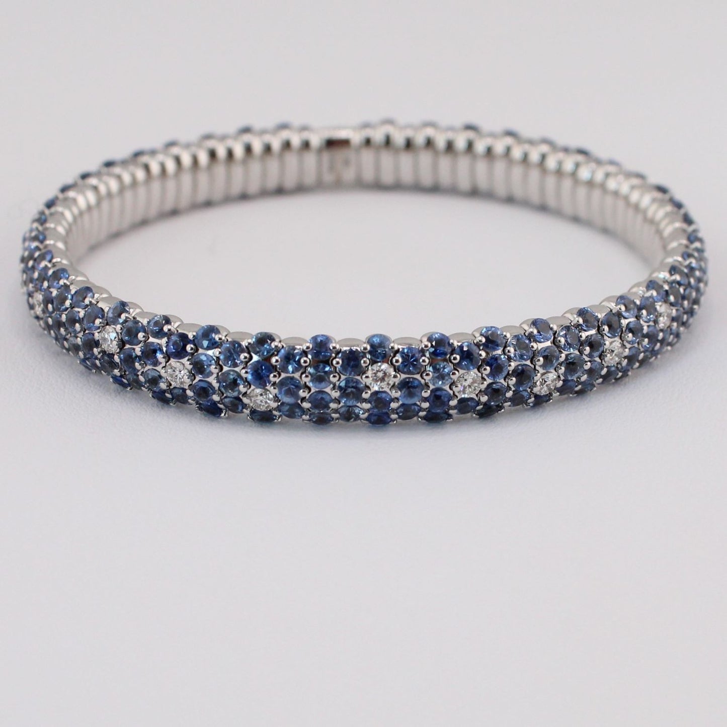 Blue Sapphire and Diamond Stretch Bracelet