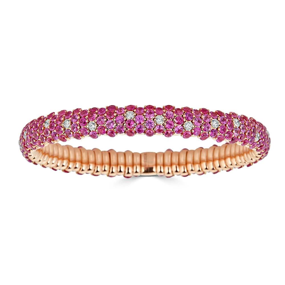 Pink Sapphire and Diamond Stretch Bracelet,