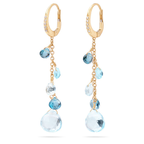 Paradise Collection Blue Topaz Drop Earrings with Diamond Accents