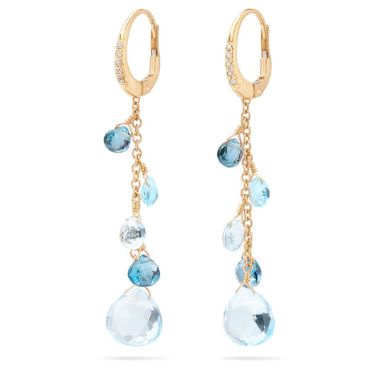 Paradise Collection Blue Topaz Drop Earrings with Diamond Accents