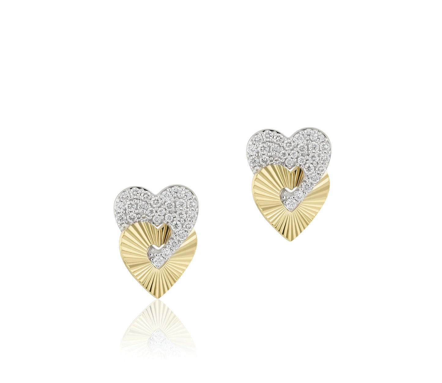 Aura Collection Diamond Interlocking Heart Stud Earrings