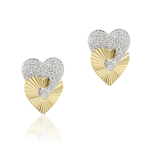 Aura Collection Diamond Interlocking Heart Stud Earrings
