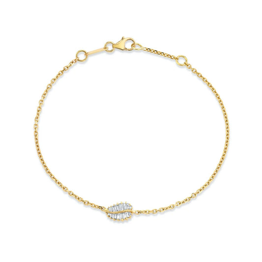 Small Palm Leaf Diamond Chain Bracelet