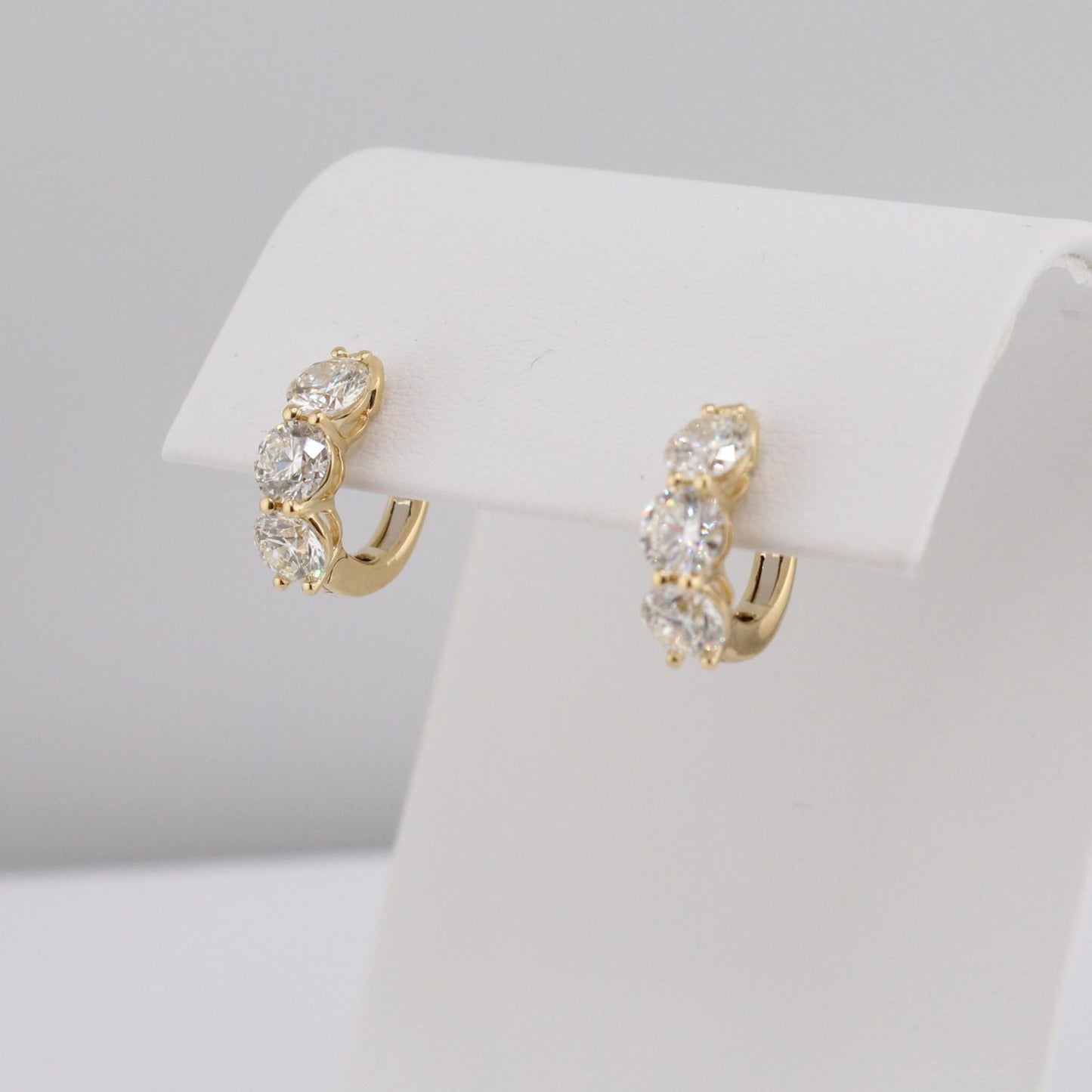 3-Diamond Hinge Back Earrings