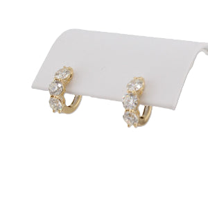 3-Diamond Hinge Back Earrings