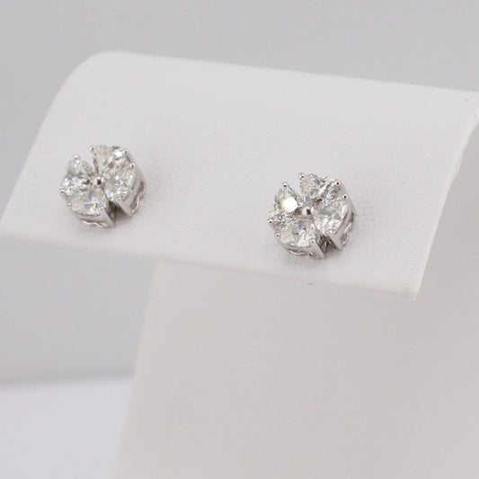 4-Heart Cut Diamond Stud Earrings