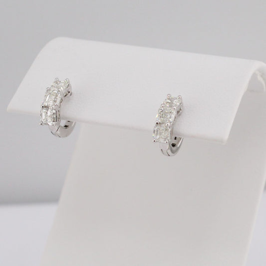 Asscher Cut Diamond Hoop Earrings