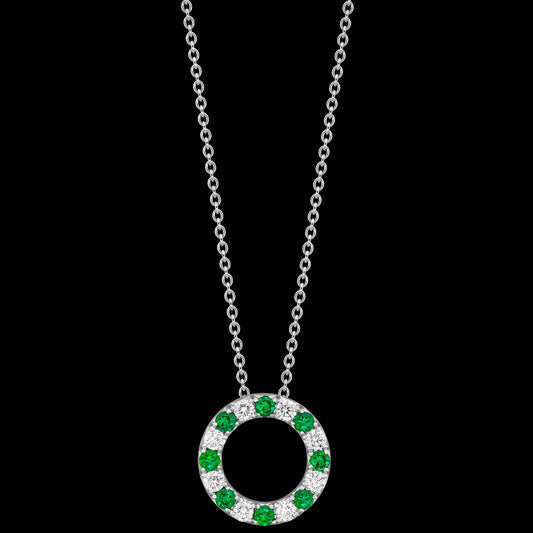Emerald and Diamond Circle Pendant,