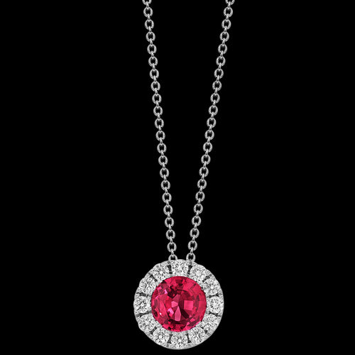 Ruby and Diamond Halo Pendant