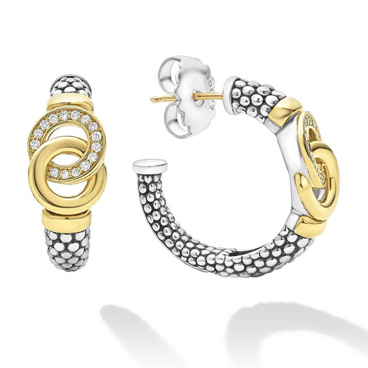 Signature Caviar Collection Interlocking Diamond Hoops