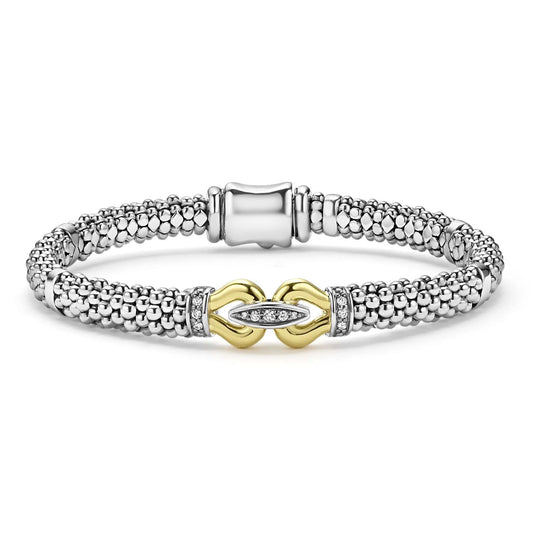 Derby Collection Two-Tone Caviar Buckle Diamond Bracelet