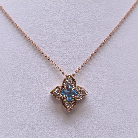 Venetian Princess Blue Topaz and Diamond Pendant