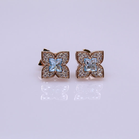 Venetian Princess Collection Blue Topaz and Diamond Earrings