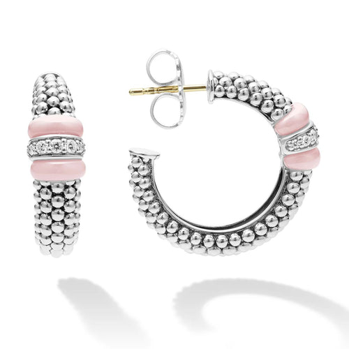 Pink Caviar Ceramic & Diamond Earrings