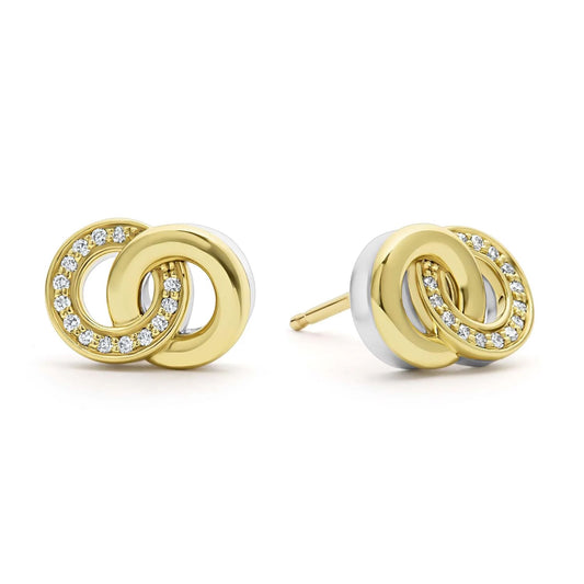 Signature Caviar Two-Tone Interlocking Diamond Earrings