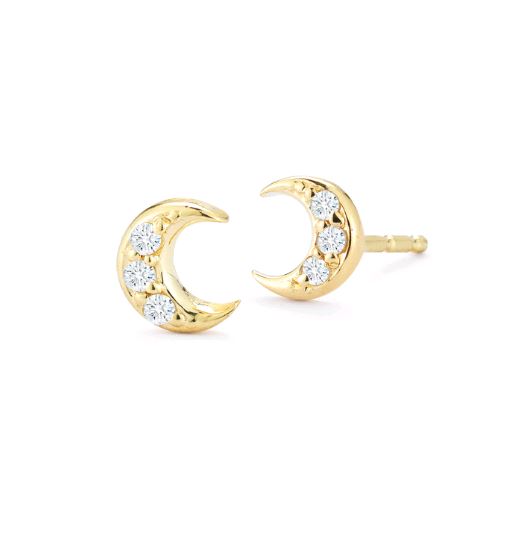 Crescent Moon Stud Earrings