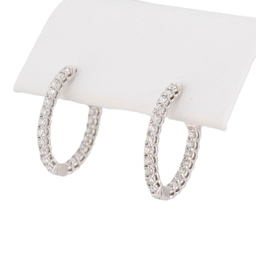 Diamond Inside-Out Oval Shaped Hoop Earrings