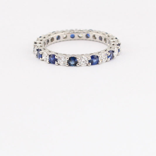 Blue Sapphire & Diamond Eternity Band