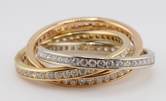 Tri-Gold Diamond Rolling Ring