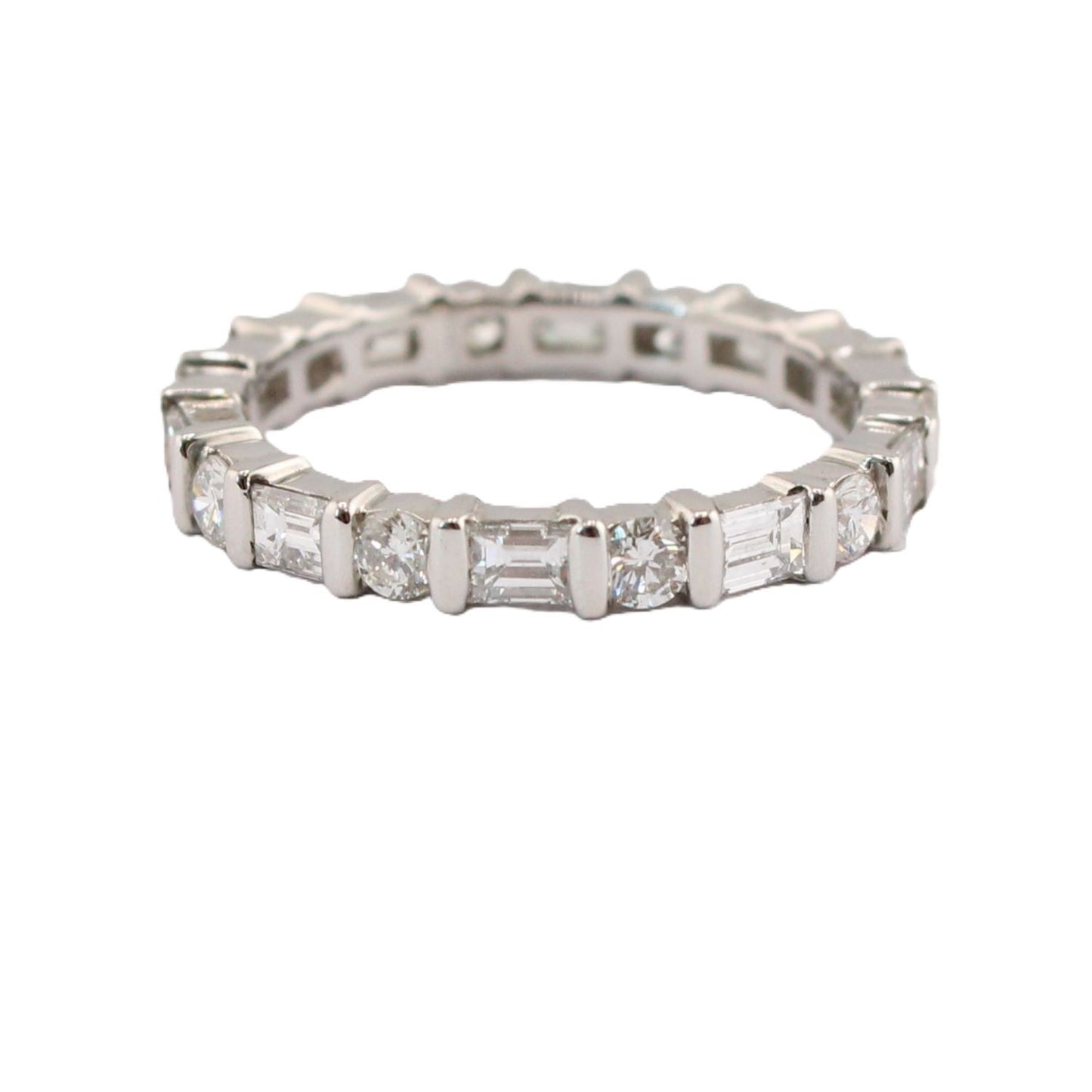 Diamond Eternity Band with Round and Emerald Cut Diamonds