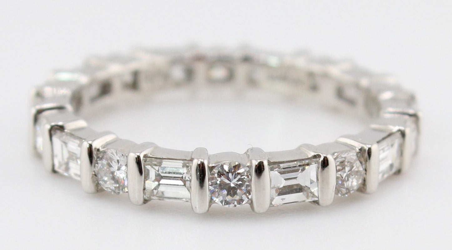 Diamond Eternity Band with Round and Emerald Cut Diamonds