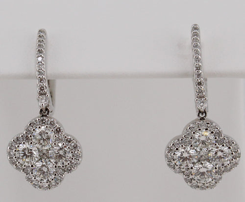 Diamond Cluster Dangle Earrings