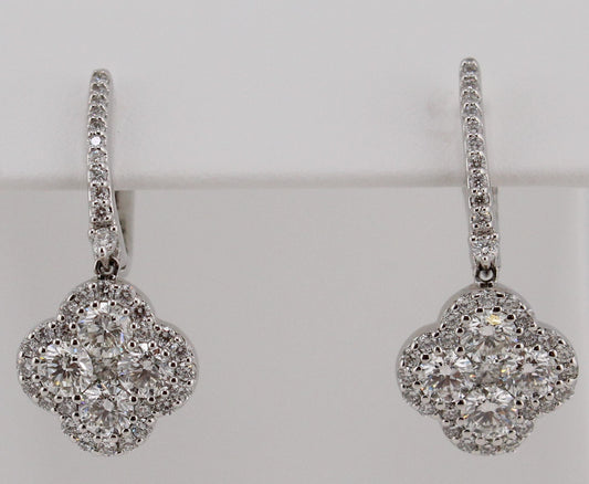 Diamond Cluster Dangle Earrings