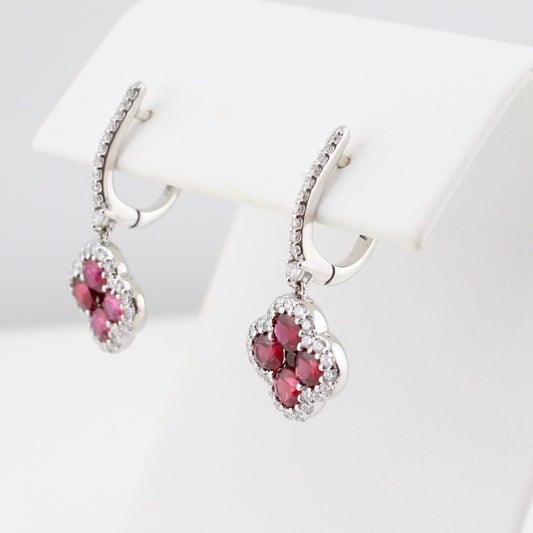 Ruby & Diamond Drop Earrings