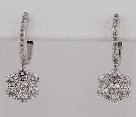 Diamond Cluster Drop Earrings