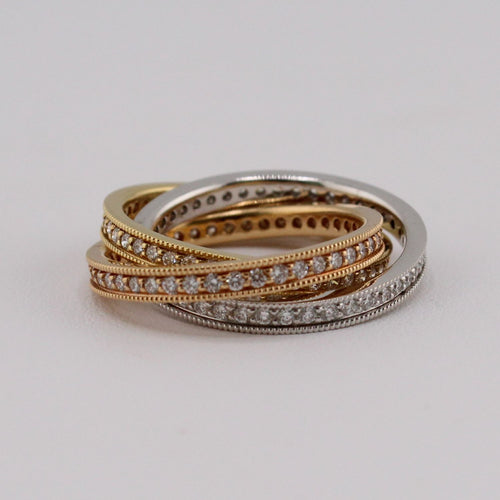 Tri-Color Diamond Rolling Ring