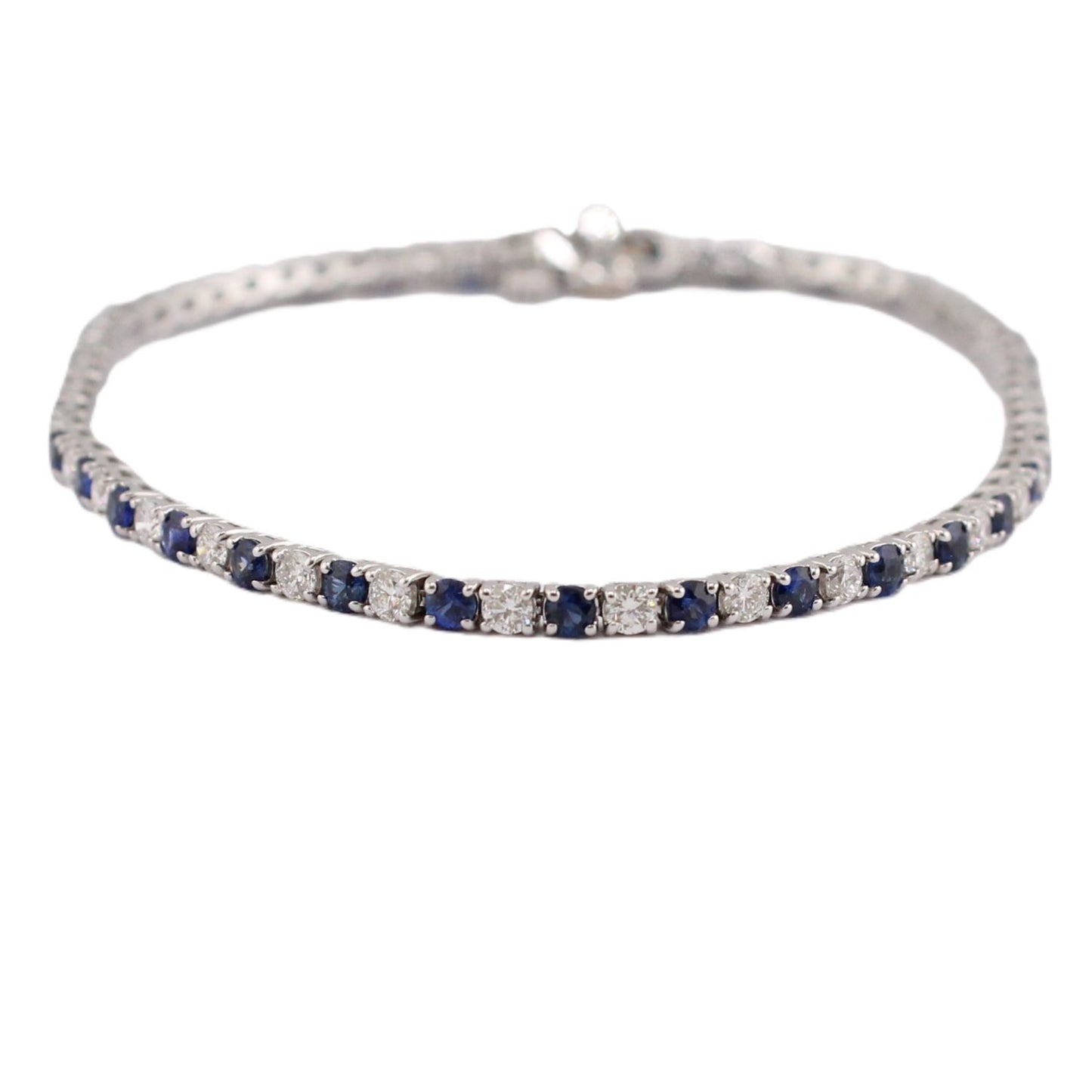 Diamond and Blue Sapphire Line Bracelet