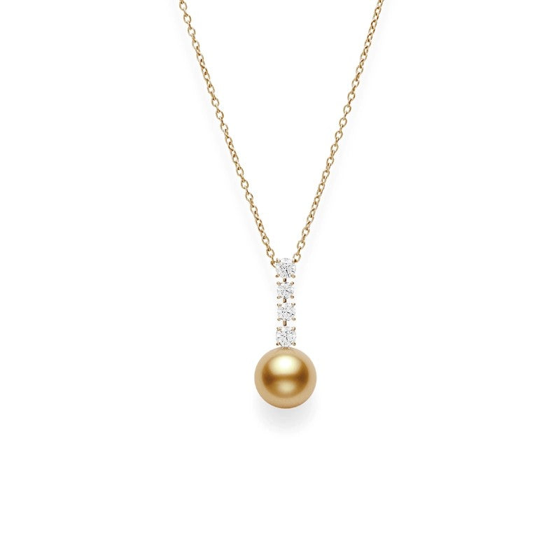 Golden South Sea Pearl Diamond Pendant Necklace
