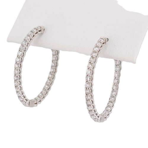 Diamond Inside Out Oval Shaped Hoops