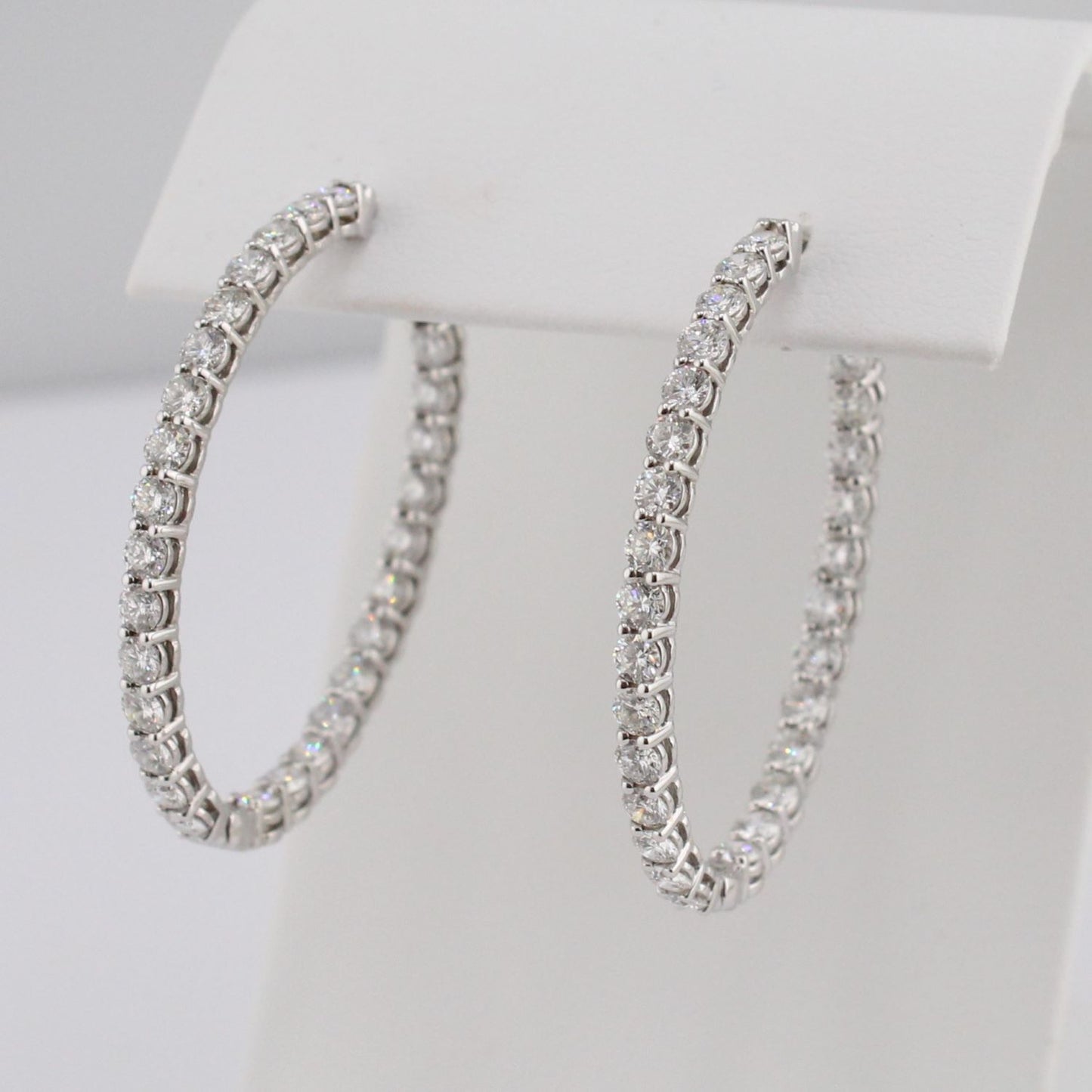 Diamond Inside Outside Oval Shape Hoops