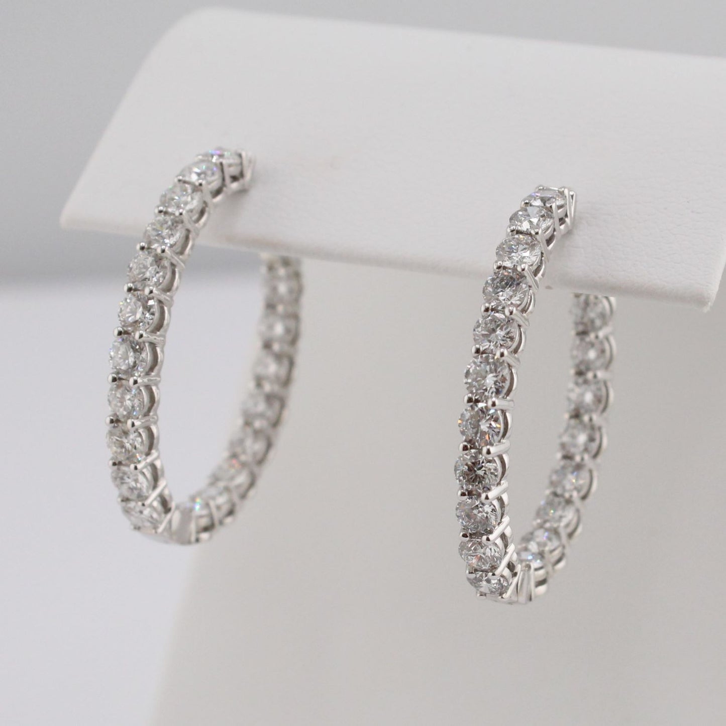 Diamond Inside Outside Oval Shape Hoops