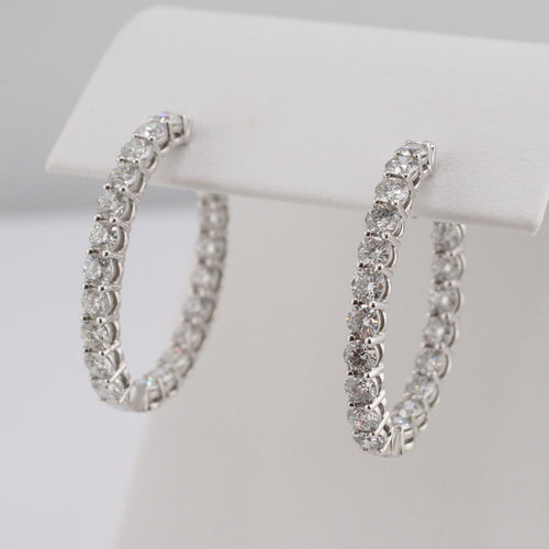 Diamond Inside Outside Oval Shape Hoops