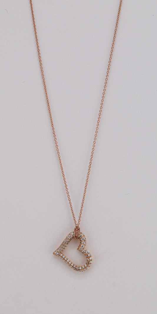 Floating Heart Diamond Pave Necklace