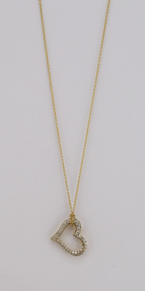 Floating Heart Diamond Pave Necklace