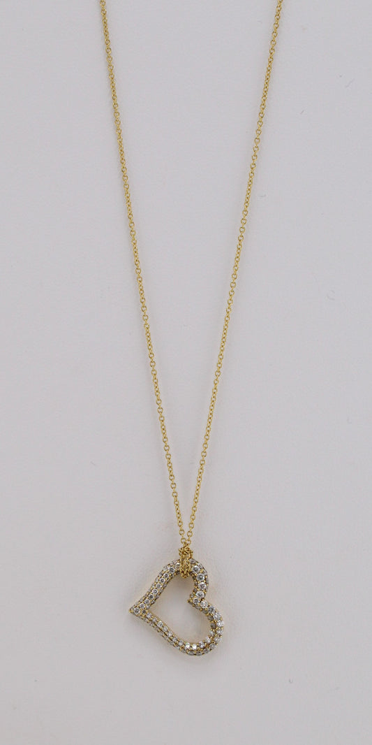 Floating Heart Diamond Pave Necklace