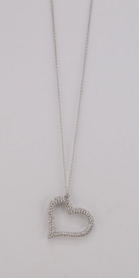 Floating Heart Diamond Pave Necklace