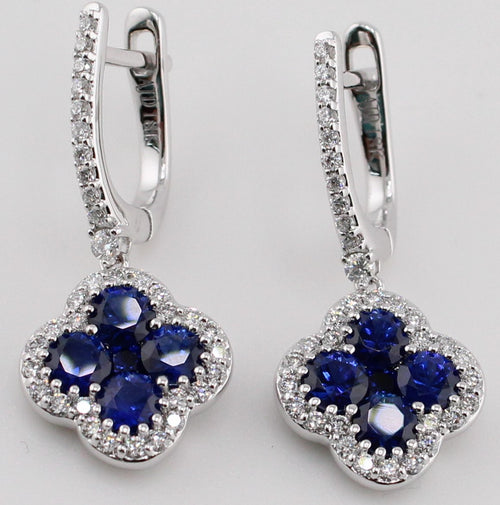 Blue Sapphire and Diamond Dangle Earrings