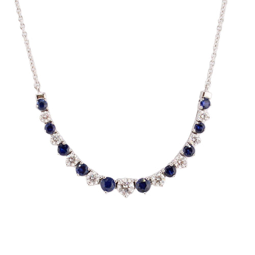 Blue Sapphire and Diamond Flexible Smiley Necklace