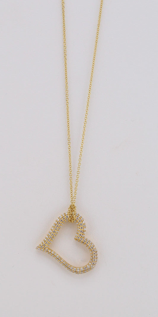 Floating Heart Diamond Pave Necklace